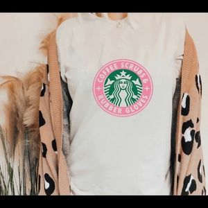 Starbucks Rubber gloves coffee and scrubs shirt! Great for nurses